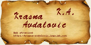 Krasna Avdalović vizit kartica